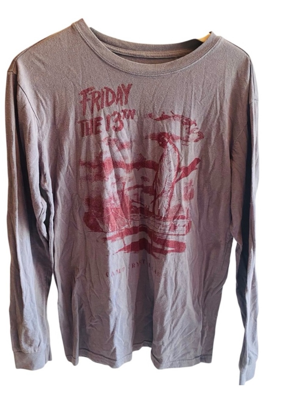 FRIDAY THE 13th Gray Long Sleeve Halloween Tee